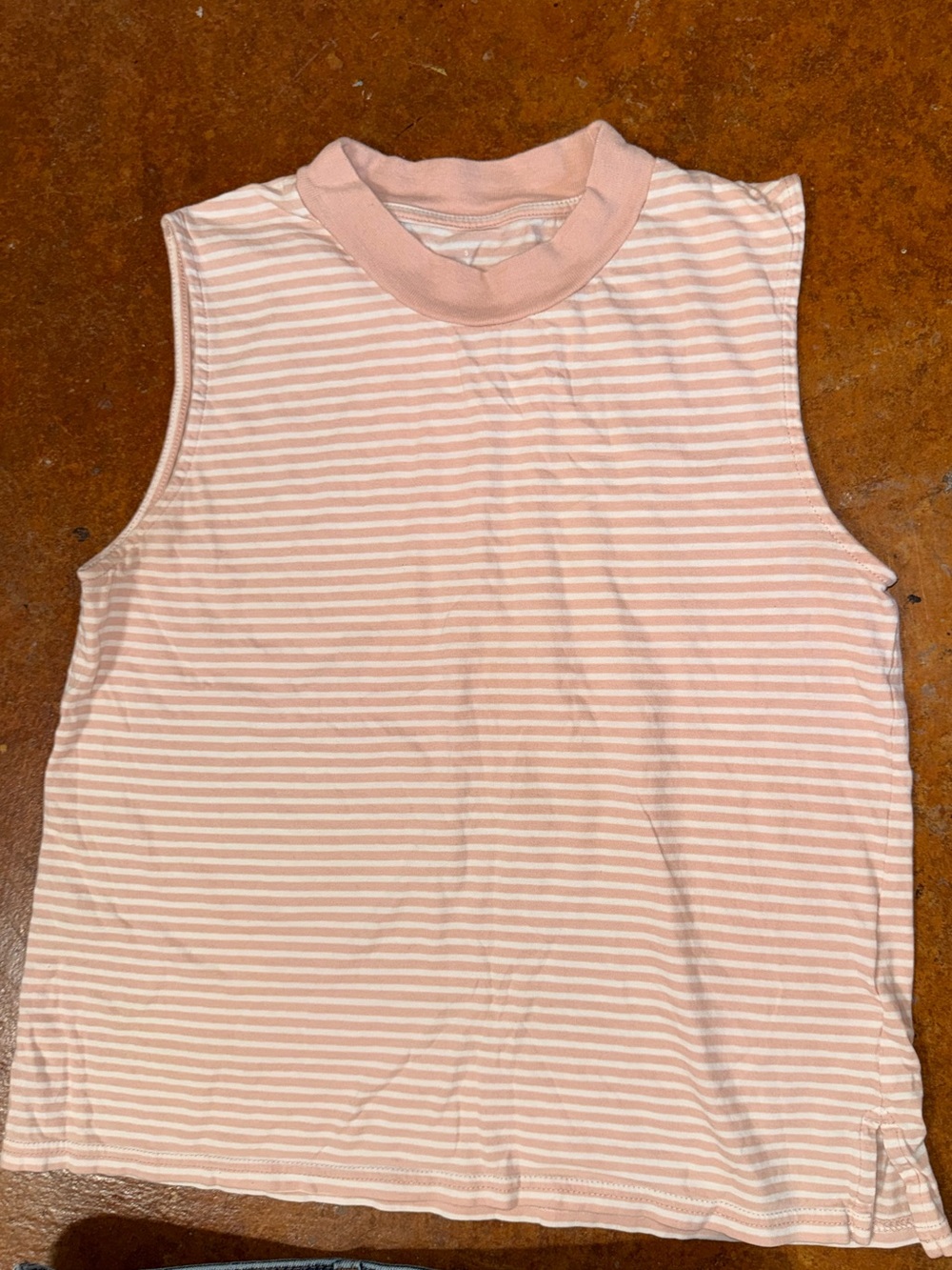 Everlane pink striped cotton crew neck tank size small